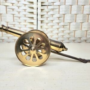 Vintage Cannon Solid Brass 11" Posable With Rolling Wheels